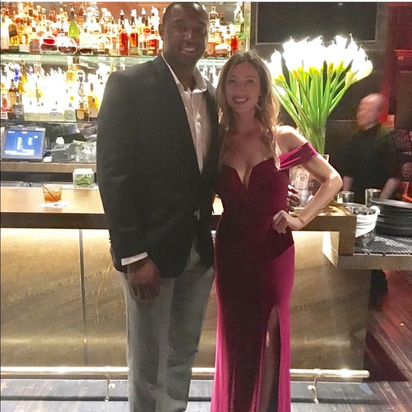 Jodi Kristopher Burgundy Off the Shoulder Dress - Picture 2 of 4